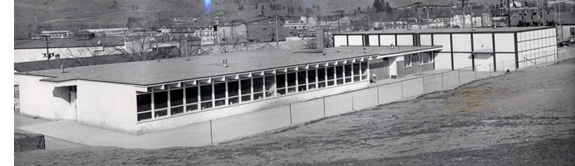 Historic exterior of St. James School in Vernon.